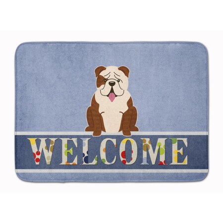 Carolines Treasures English Bulldog Brindle White Welcome Machine Washable Memory Foam Mat BB5702RUG